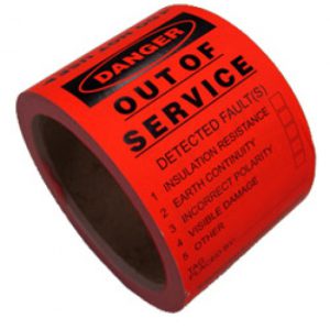 Hi-visibility failed test tags in bright yellow