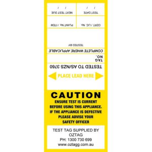Generic yellow test tags pack of 100